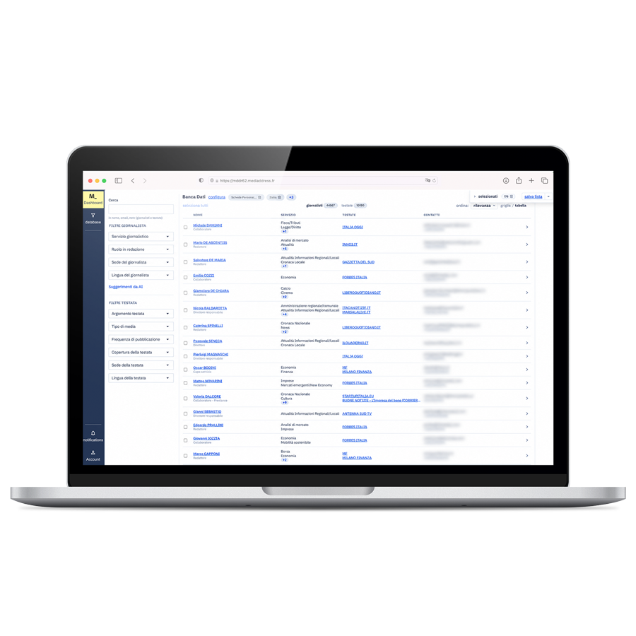 Schermata applicazione Mediaddress