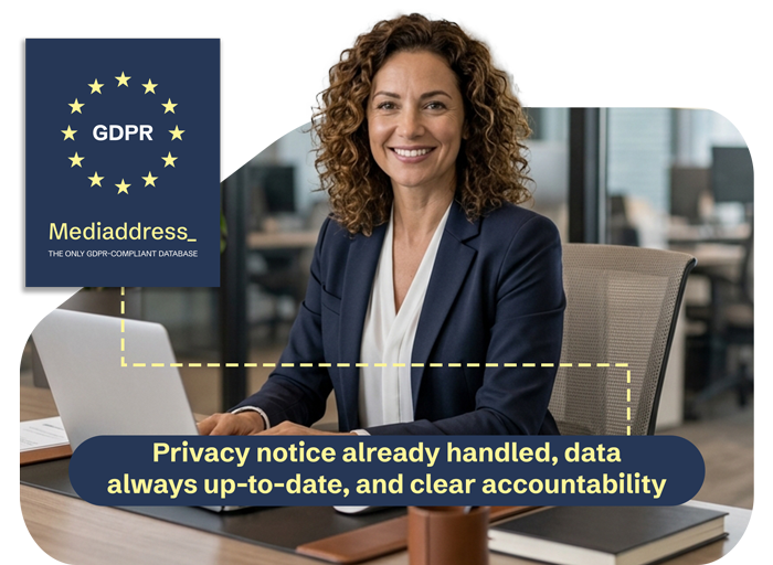 Privacy notice already handled, data always up-to-date, and clear accountability.